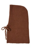 Stewart Of Scotland Cashmere Rib Knit Hood In Brown