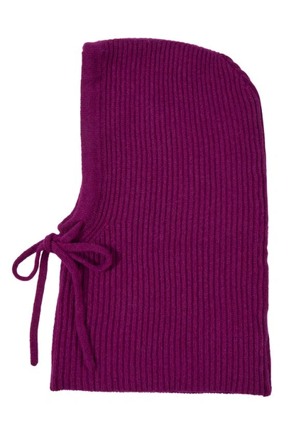 Stewart Of Scotland Cashmere Rib Knit Hood In Purple