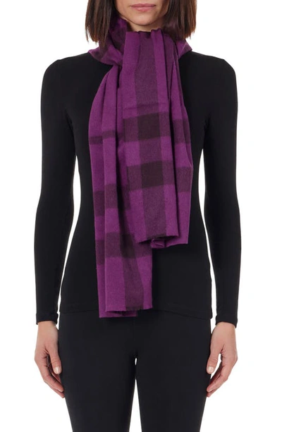 Stewart Of Scotland Cashmere Exploded Plaid Scarf In Bordeaux