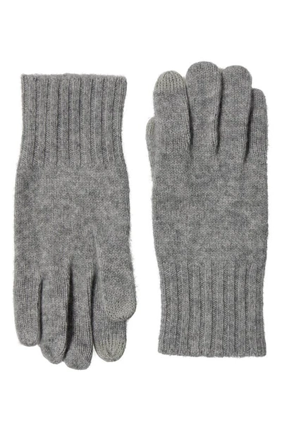 Stewart Of Scotland Cashmere Rib Knit Gloves In Grey