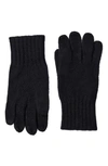 Stewart Of Scotland Cashmere Rib Knit Gloves In Black