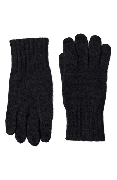 Stewart Of Scotland Cashmere Rib Knit Gloves In Black