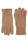 Stewart Of Scotland Cashmere Rib Knit Gloves In Camel