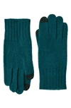 Stewart Of Scotland Cashmere Rib Knit Gloves In Dark Green