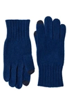 Stewart Of Scotland Cashmere Rib Knit Gloves In Navy