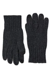 Stewart Of Scotland Cashmere Rib Knit Gloves In Charcoal