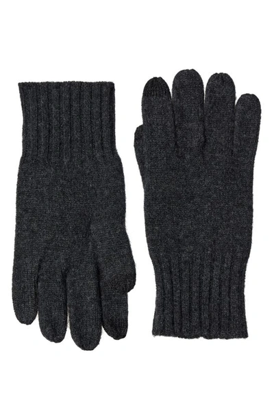 Stewart Of Scotland Cashmere Rib Knit Gloves In Charcoal