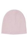 Stewart Of Scotland Cashmere Double Layer Rib Knit Beanie In Light Pink