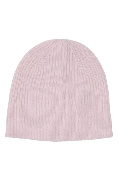 Stewart Of Scotland Cashmere Double Layer Rib Knit Beanie In Light Pink