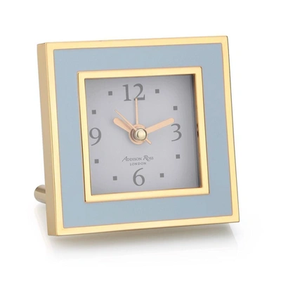 Addison Ross Ltd Powder Blue & Gold Square Silent Alarm Clock