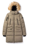 Noize Addie Quilted Faux Fur Trim Hooded Parka In Wasabi