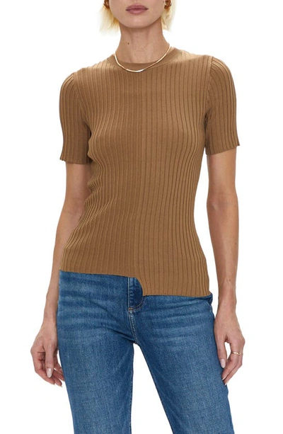 Pistola Beatrice Rib Step Hem Knit Top In Chestnut