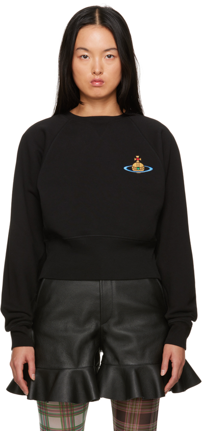 Vivienne Westwood Cropped Cotton Jersey L/s Sweatshirt In Black