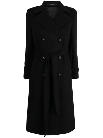 Tagliatore Double-breasted Trench Coat In Black