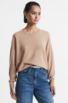 Reiss Camel Lucy Cashmere Crew Neck Jumper