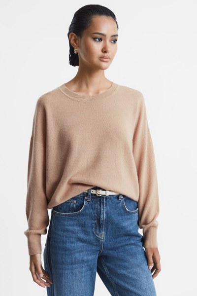 Reiss Lucy - Camel Cashmere Crew Neck Jumper, L