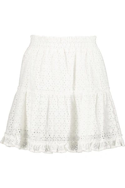 Bishop + Young Eyelet Ruffle Mini Skirt In White Eyelet In Multi