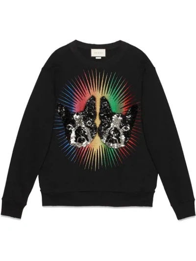 Gucci Oversize Sweatshirt With Bosco And Orso In Black Felted Cotton