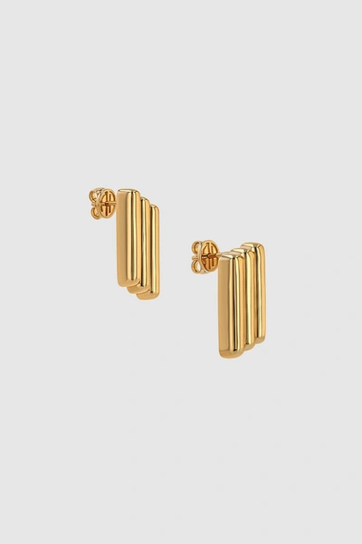 Anine Bing Diagonal Coil Earrings In Gold In 14k Gold