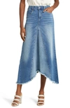 Wash Lab Denim Selma Pieced Asymmetric Denim Maxi Skirt In Spark Blue