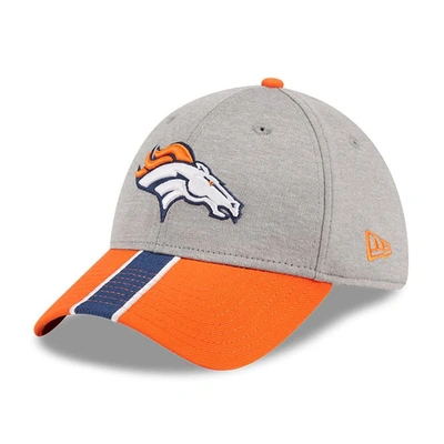 New Era Men's  Heather Gray, Orange Denver Broncos Striped 39thirty Flex Hat In Heather Gray,orange