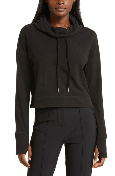 Sweaty Betty Escape Luxe Fleece Crop Hoodie In Black