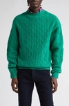 Drake's Shetland Cable Knit Wool Crewneck Sweater In Pixie