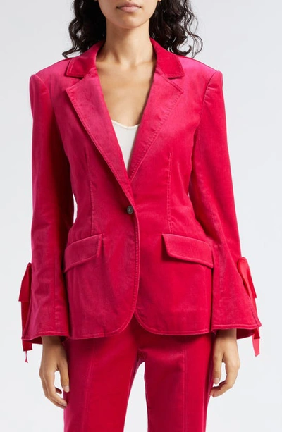 Cinq À Sept Lou Tie Cuff Velveteen Blazer In Berry