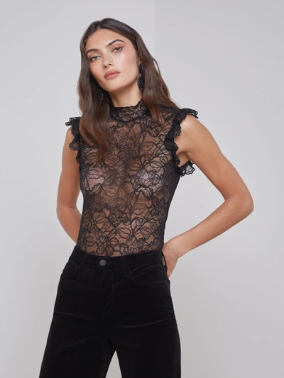 L Agence Kaila Lace Top In Black