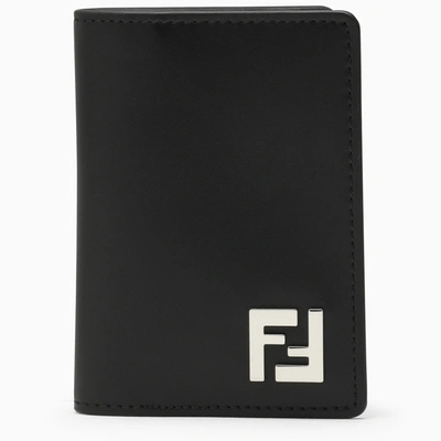 Fendi Black/grey Leather Card Holder Men