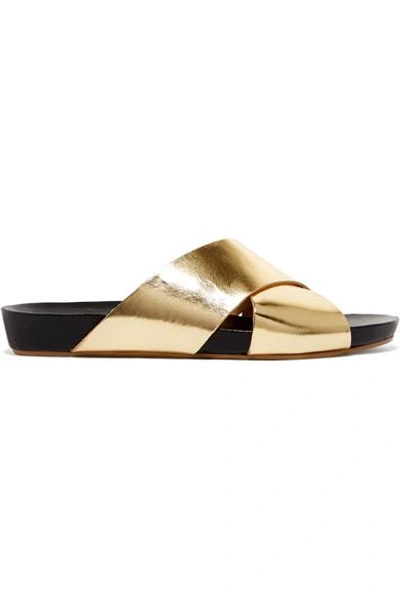 Atp Atelier Doris Metallic Leather Slides In Gold