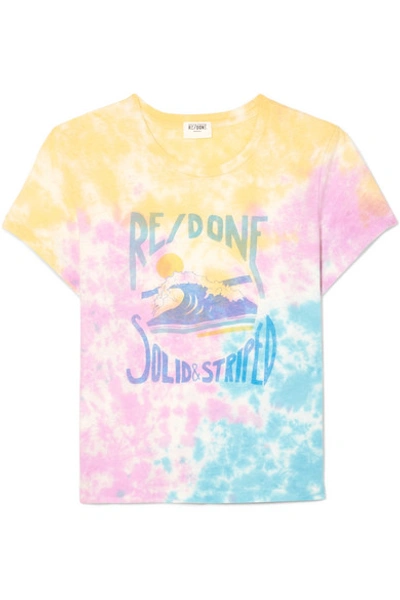 Solid & Striped + Re/done The Venice Printed Tie-dyed Cotton-jersey T-shirt In Multi