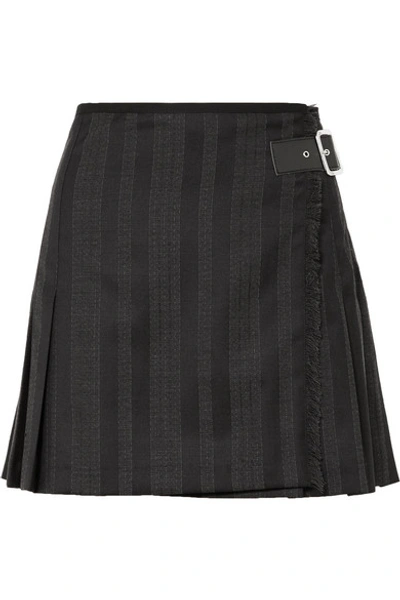 Mcq By Alexander Mcqueen Wrap-effect Striped Wool-blend Jacquard Mini Skirt In Black