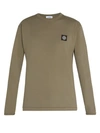 Stone Island - Long Sleeved Cotton Jersey T Shirt - Mens - Khaki