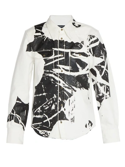 Calvin Klein 205w39nyc 1964 Flower Print Cotton Jacket In White And Black