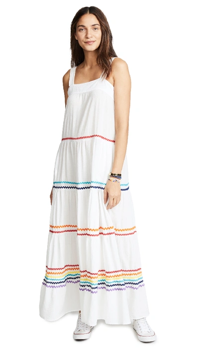 9seed Sayulita Tier Maxi Dress In White/rainbow