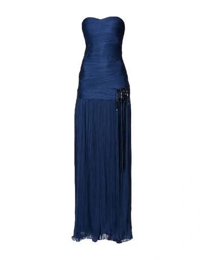 Halston Heritage Long Dress In Dark Blue