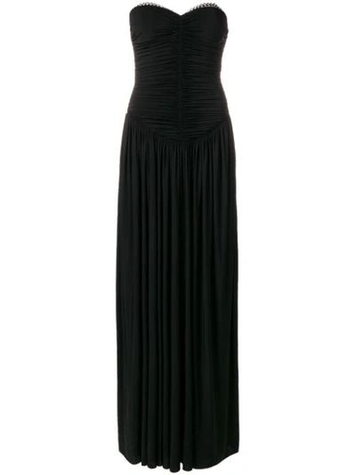 Alexander Wang Eyelet-embellished Ruched Stretch-jersey Gown In Black