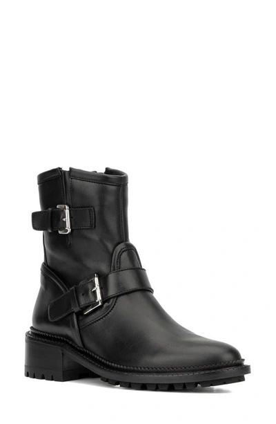 Aquatalia Omayda Water Repellent Moto Bootie In Dark Black