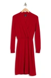 Sofia Cashmere Long Sleeve Cashmere Sweater Dress In Dark Red