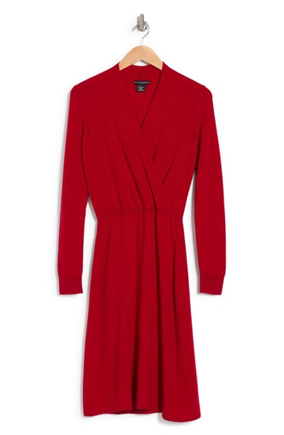 Sofia Cashmere Long Sleeve Cashmere Sweater Dress In Dark Red