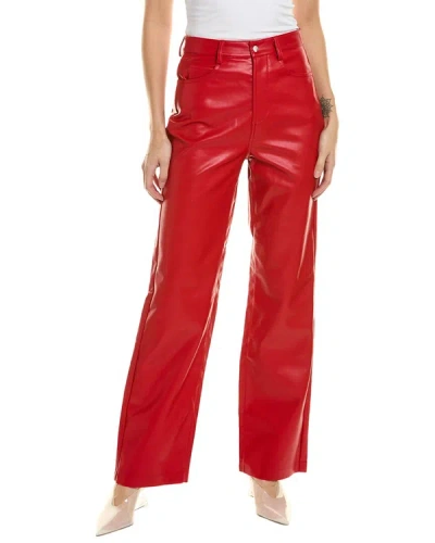 Wayf Lenny Faux Leather Straight Trousers In Red