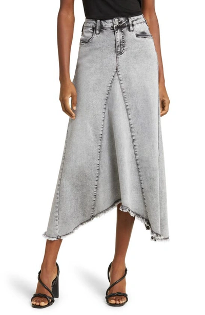 Wash Lab Denim Selma Pieced Asymmetric Denim Maxi Skirt In Acid Grey