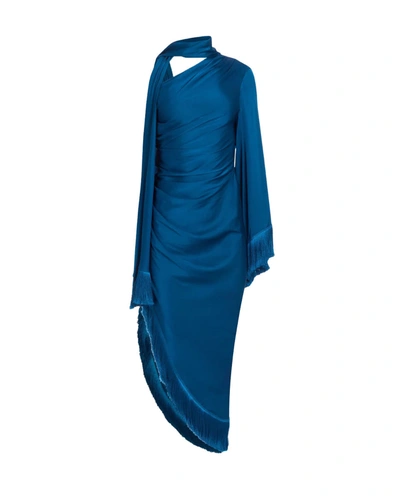 Patbo Fringe Trim Oscar Dress In Blue