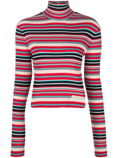 Prada Striped Ribbed-knit Sweater In Multicolor