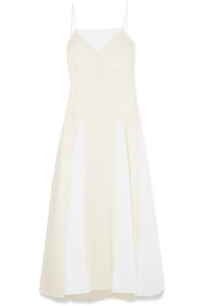 Three Graces London Ethel Silk And Cotton-voile Dress In White
