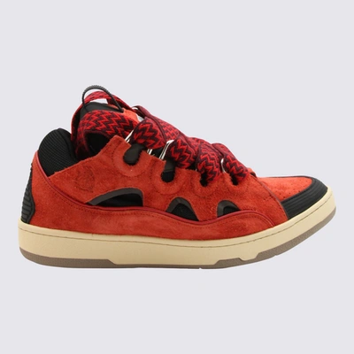 Lanvin Poppy Red Leather Curb Sneakers