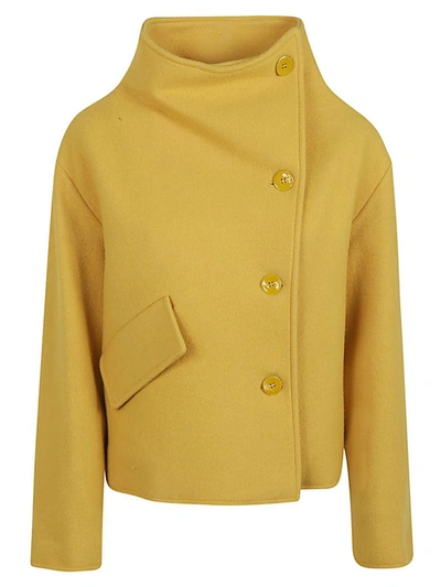 Niū Niu Wool Blend Double-breasted Jacket In Yellow