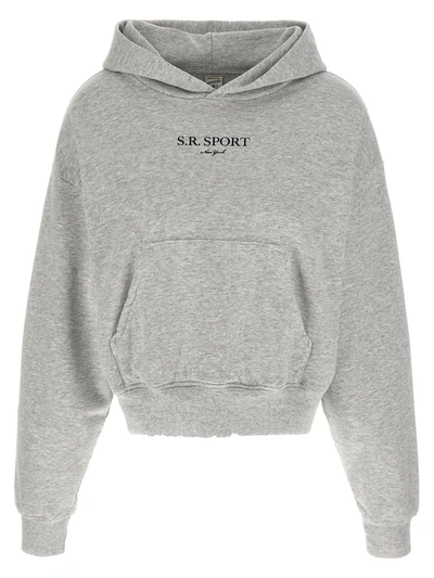 Sporty And Rich Sporty & Rich Slogan Printed Long Sleeved Hoodie In Gray