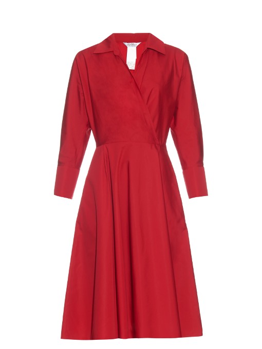 Max Mara Solid Fit-and-flare Dress In Red | ModeSens
